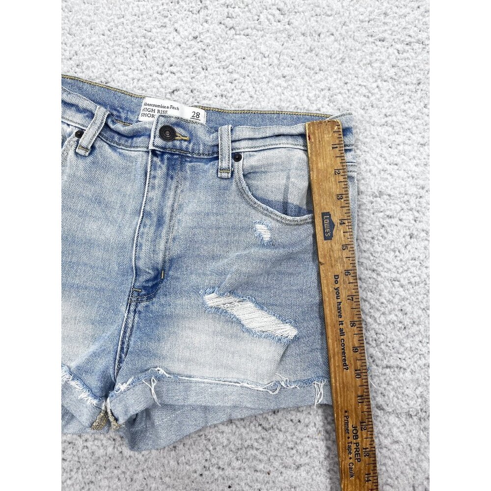 Women's Abercrombie & Fitch Light Wash High Rise Distressed Cuffed Shorts Size 6 - Picture 3 of 8